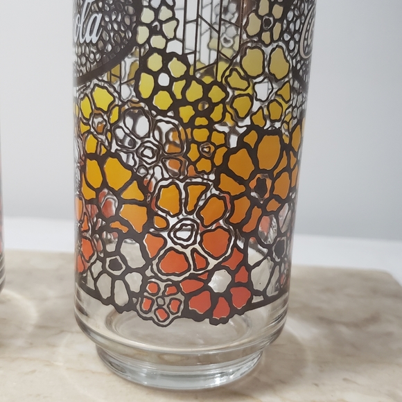 Two Vintage coca cola retro flower glasses - Picture 2 of 7